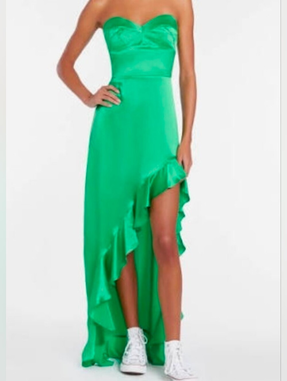 NWT 100% Silk Amanda Uprichard High-Low Green Dress Large